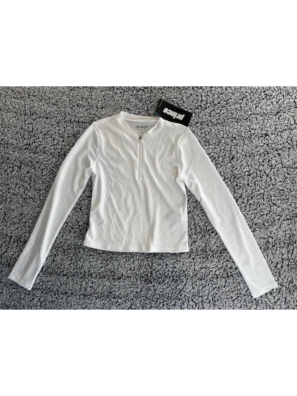 Prince Girls XS White Mesh Tennis Jacket 1/4 Zip Long Sleeve Lightweight NWT $50